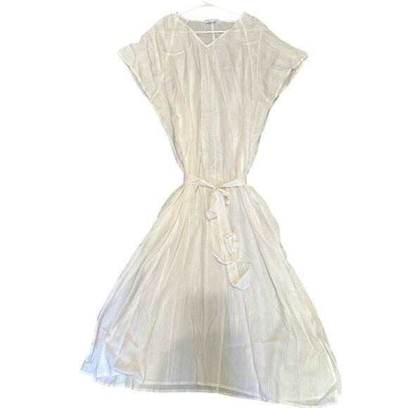 Summersalt White Maxi Kaftan Cover Up V Neck Belted Side Slit Flowy Beach Resort - Picture 4 of 5